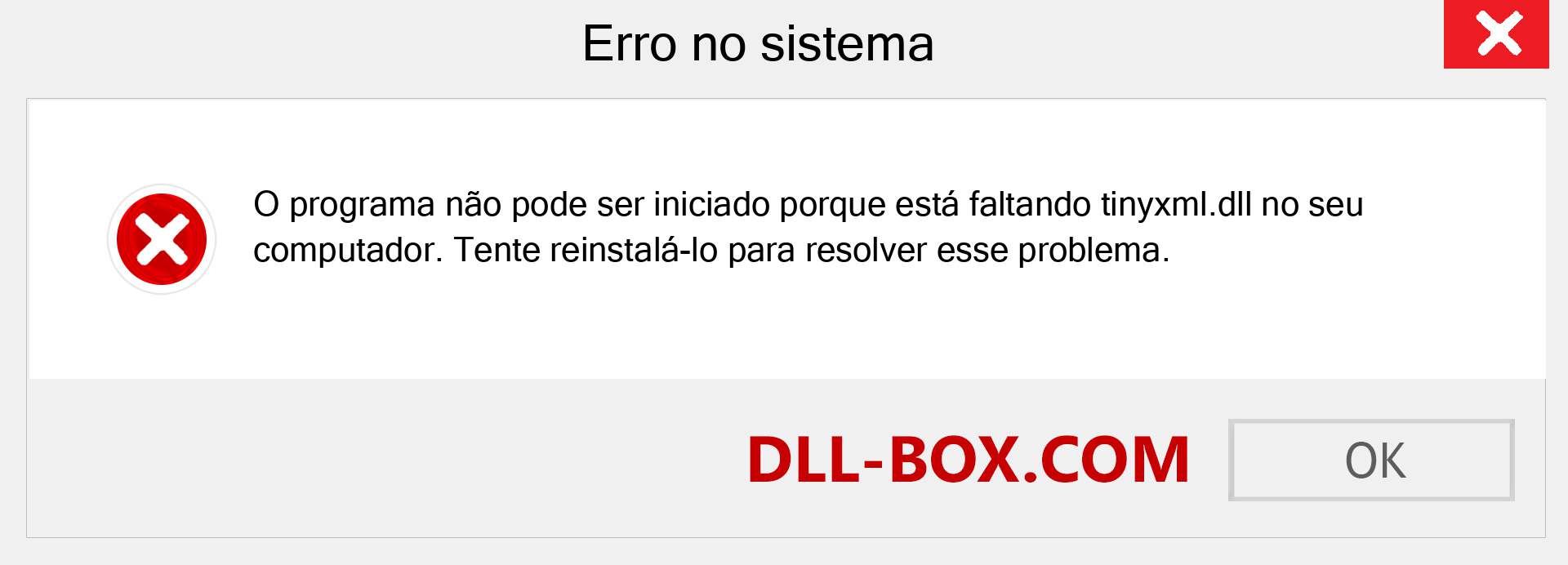 Arquivo tinyxml.dll ausente ?. Download para Windows 7, 8, 10 - Correção de erro ausente tinyxml dll no Windows, fotos, imagens